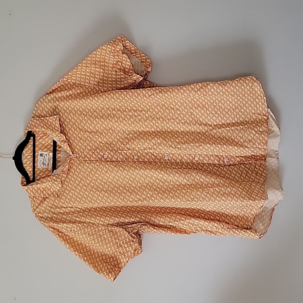 Bonobos Mustard Yellow Patterned Short Sleeved Bu… - image 1